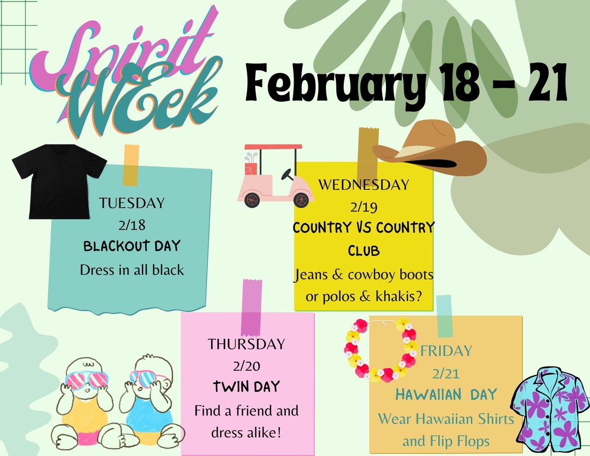 MrsKristiKing's tweet photo. Spirit week next week at AJH!!! @AJHComets https://t.co/8oG4E7oGe5