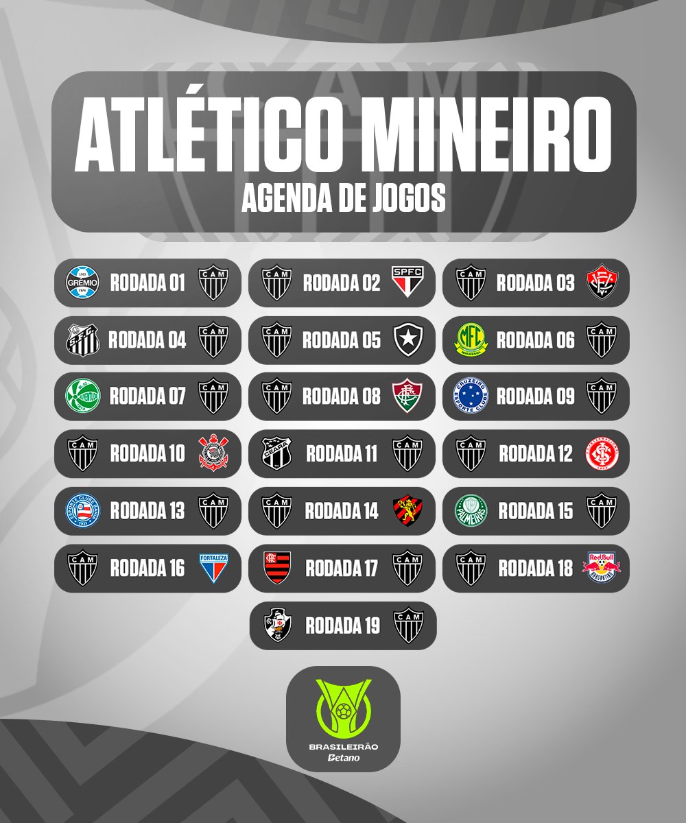 Brasileirao's tweet photo. A sequência de jogos do @Atletico na minha disputa em 2025! No returno, os mandos se invertem. Anota aí, torcedor! 🐔 https://t.co/ouhLgeV1GV