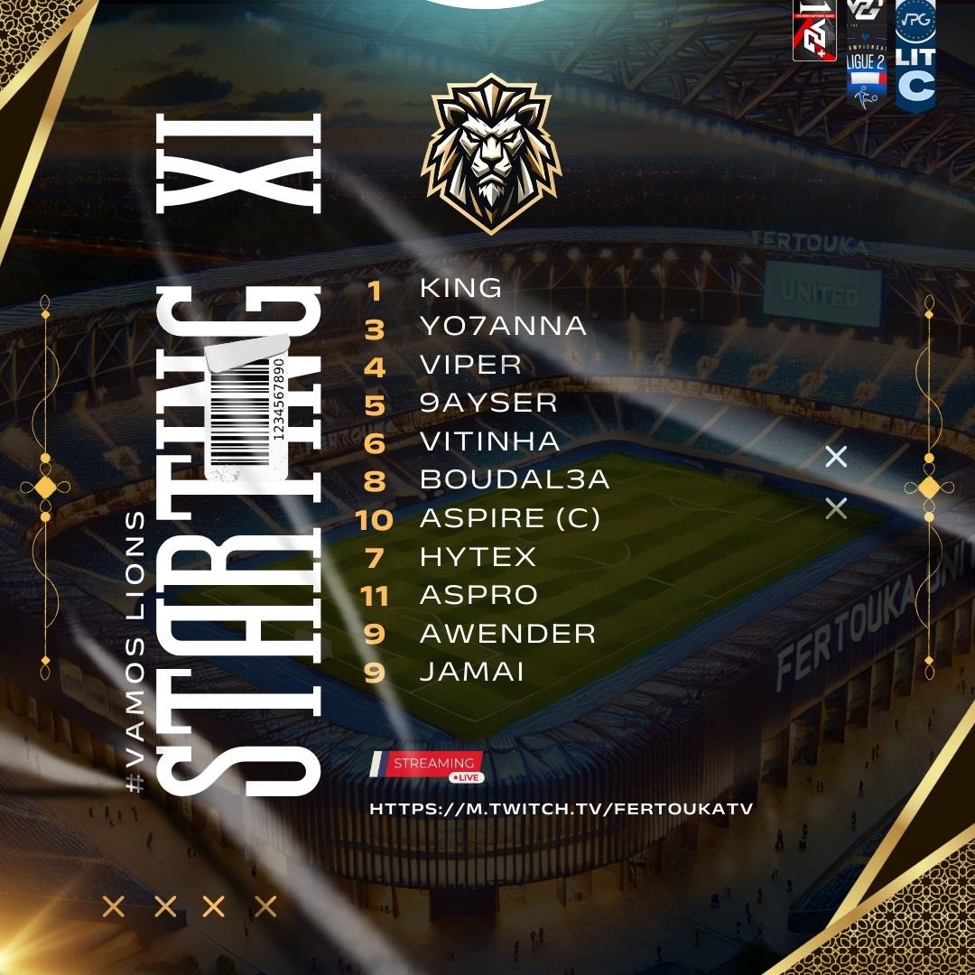 Fertouka United ๐ฒ๐ฆ (@fertoukaunited) on Twitter photo ๐จOur Starting XI for tonightโs battles
#teamTFO
<a href="/VPGFrance_/">VPG France</a>
<a href="/SwissVPG/">VPG Switzerland ๐จ๐ญ</a>
<a href="/OfficialVPG/">Virtual Pro Gaming</a> ๐จOur Starting XI for tonightโs battles
#teamTFO
<a href="/VPGFrance_/">VPG France</a>
<a href="/SwissVPG/">VPG Switzerland ๐จ๐ญ</a>
<a href="/OfficialVPG/">Virtual Pro Gaming</a>