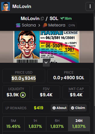 TokenMcLOVIN's tweet photo. MC LOVIN TOKEN 

CA: 

GZ7qmgBPcZWFDq4jVWE3QRg5DswfM9skPynU53jHrSk https://t.co/XTXMe8uHMu
