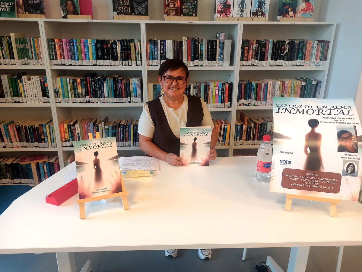 editorialtepub1's tweet photo. Éxito en el lanzamiento de nuestra autora María Guedes y su libro "Espejos de un alma inmortal" a la venta en librería Canaima en Gran Canarias y en Agapea libros a partir del 1 de marzo. https://t.co/HrObIYl8pa