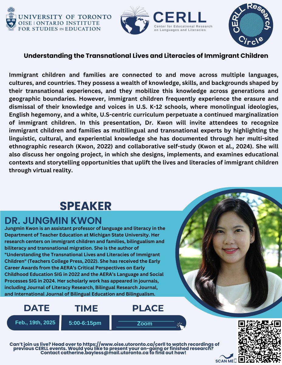 CERLL OISE (@cerlloise) on Twitter photo Dr. Jungmin Kwon is joining us this Wednesday, February 19th at 5:00pm. Register below to join us! Dr. Jungmin Kwon is joining us this Wednesday, February 19th at 5:00pm. Register below to join us!