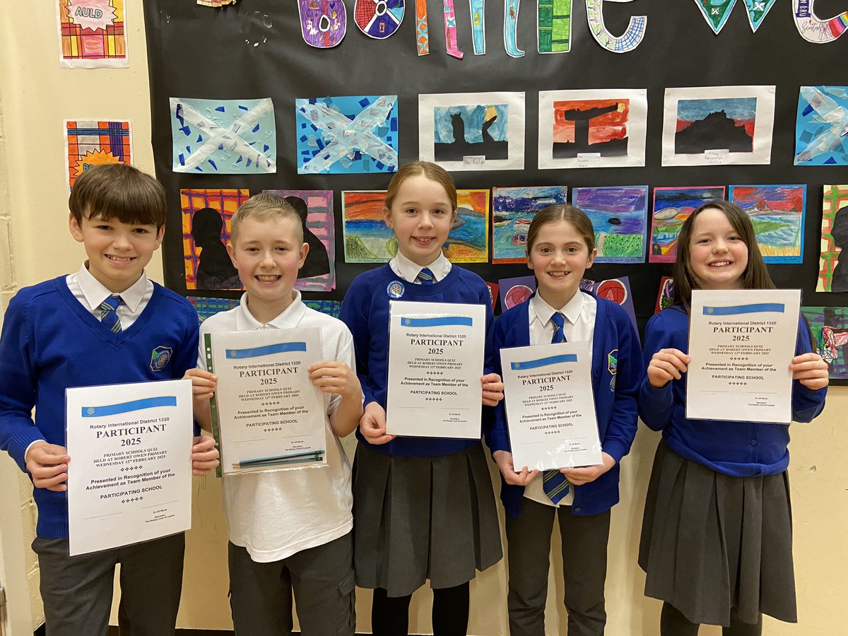 Lanark Rotary Quiz 2025
Our P7 team looked so smart and used their skills and general knowledge to answer lots of tricky questions. Congratulations to the winning team from Robert Owen Memorial Primary. <a href="/UnderbankPri/">Underbank Primary</a>