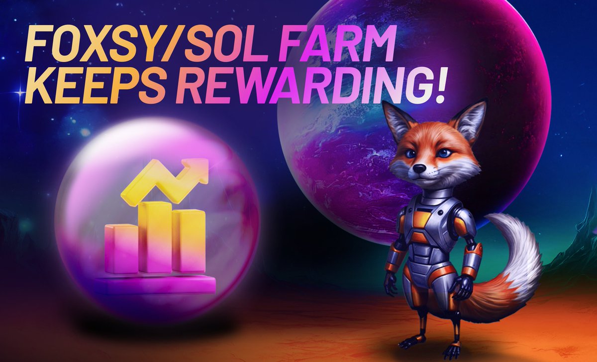 foxsy_ai's tweet photo. Hello #foxfrens 💙🦊💙, the FOXSY / SOL FARM keeps rewarding strong! 🌱✨

@PulsarMvX send 2500 FOXSY to 500 reactions

📅 14 February - 15 March

We’re thrilled to announce that our FOXSY / SOL farm on @RaydiumProtocol will continue rewarding our amazing community! 🌟

Earn juicy rewards of ~175% APR in $FOXSY + $RAY tokens! 💹💸

🪴 Add liquidity, stake and maximize your earnings, as we are growing and thriving together! 🦊🚀🌌

👉 Start farming now:
https://t.co/0ipt7IFBgh

📊 Details for $FOXSY token on Solana:

🔗 Solana 🔄 MultiversX Bridge:
https://t.co/qsV6DFRTb8

🪙 Token ID:
https://t.co/rNwhMB9Hhw

💧 Pool ID:
https://t.co/xqNdiyVxRk

🌱 Farm ID:
https://t.co/tBPvBh8QJ7

Let’s keep farming and growing together! 🚜✨

#Crypto #Web3 #AI #Robotics #Earnings #FoxsyAI #CrackTheBubble #LIVE