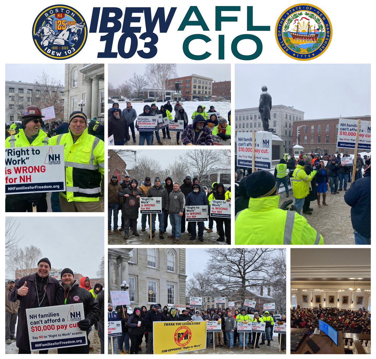 Lou Antonellis (@lantonellis103) on Twitter photo Once again, <a href="/IBEW103/">Local 103 IBEW</a> members braving the ice & snow to do our part to defeat anti-union ☠️ Right To Work legislation in NH this morning!
-Concord NH!
#LFG
#WePlugYouIn 🔌 Once again, <a href="/IBEW103/">Local 103 IBEW</a> members braving the ice & snow to do our part to defeat anti-union ☠️ Right To Work legislation in NH this morning!
-Concord NH!
#LFG
#WePlugYouIn 🔌