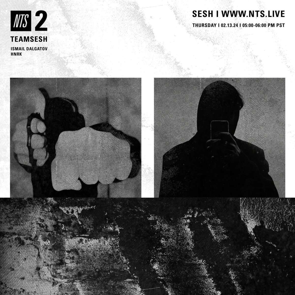 TeamSesh on NTS: Volume 76    
Tonight, 02/13/25 
5-6 PM PST        

Going live at: nts.live          

This one with mixes by:
<a href="/teamseshisma/">t@sesh.team</a> 
<a href="/hnrk_/">ً</a> 

Artwork by <a href="/hnrk_/">ً</a> 

Tune in 👥💿📡