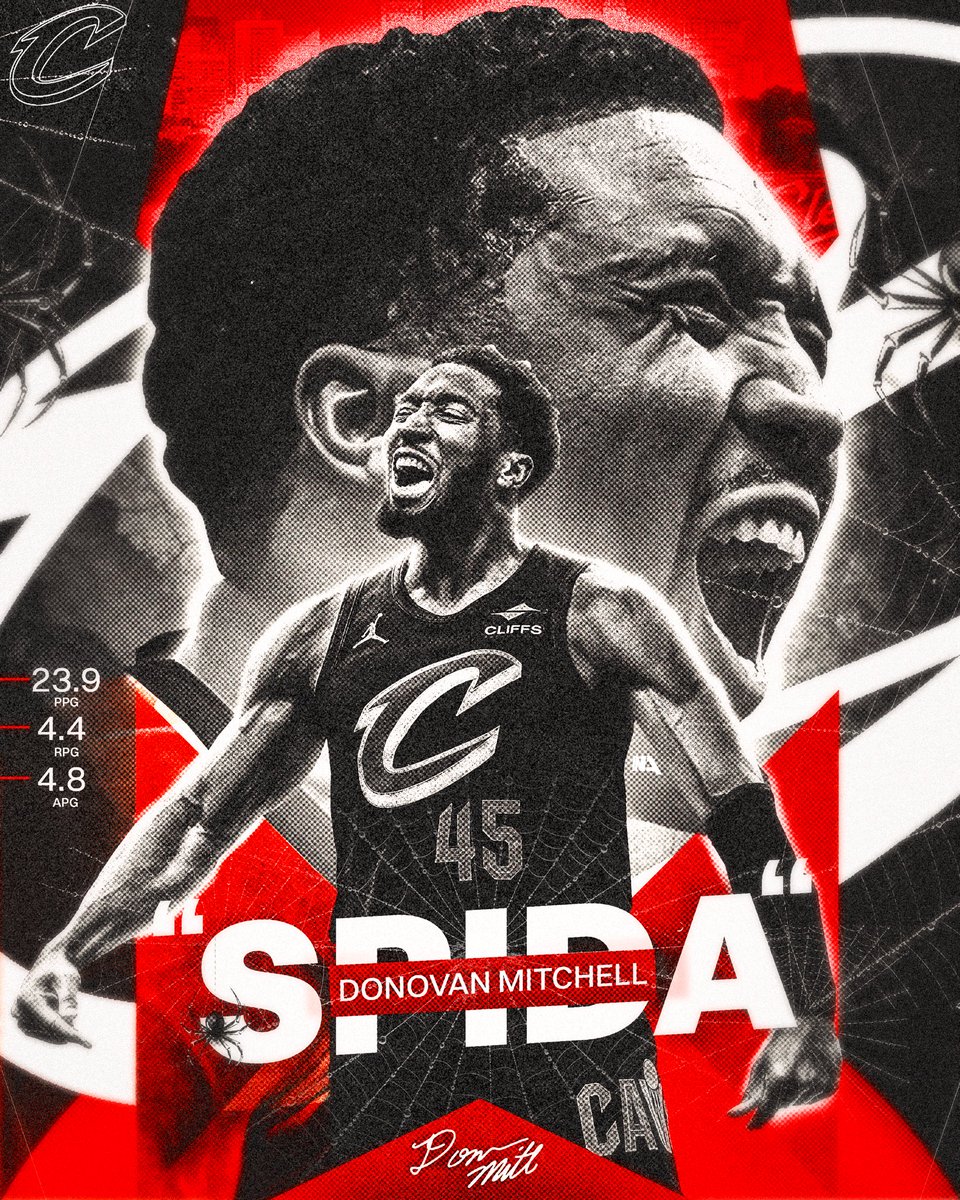 “Spidaaaaaaaaa…. Donovannnnn Mitchellllllllll” <a href="/spidadmitchell/">Donovan Mitchell</a> <a href="/cavs/">Cleveland Cavaliers</a> 🕷️
-
-
-
#smsports #sportsart #sportsdesign #sportswork #nba #cavs #cleveland #nbabasketball #nba