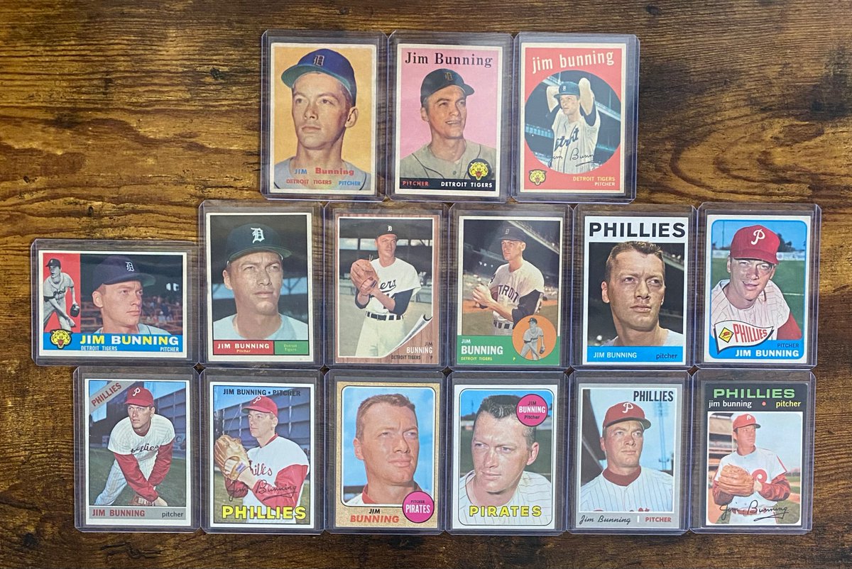 AllAcesCards's tweet photo. Jim Bunning complete Topps base run!
Bunning is my #35 ranked SP since 1900 — he had 6 seasons in the top 5 in ERA and 11 (!!) seasons in the top 5 in Ks. In my re-awarded Cy Youngs, Bunning won 4x and placed top 5 in 7 total seasons. Severely under-appreciated ACE. #allaces https://t.co/OaEhECguV9