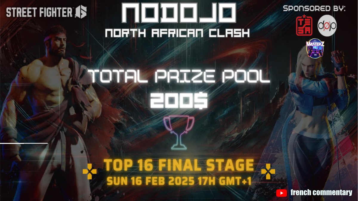 TesaTN_'s tweet photo. 1/2 Be ready for the Final stage of NoDojo NAC#1 tournament. 
Top16 players advanced from group stages will compete in classic Double Elimination bracket with all matches in FT3 with total cashprize 200$ to be shared. 
Dont miss the event on Sunday Feb 16 at 17h GMT+1 https://t.co/wYfihLgY24