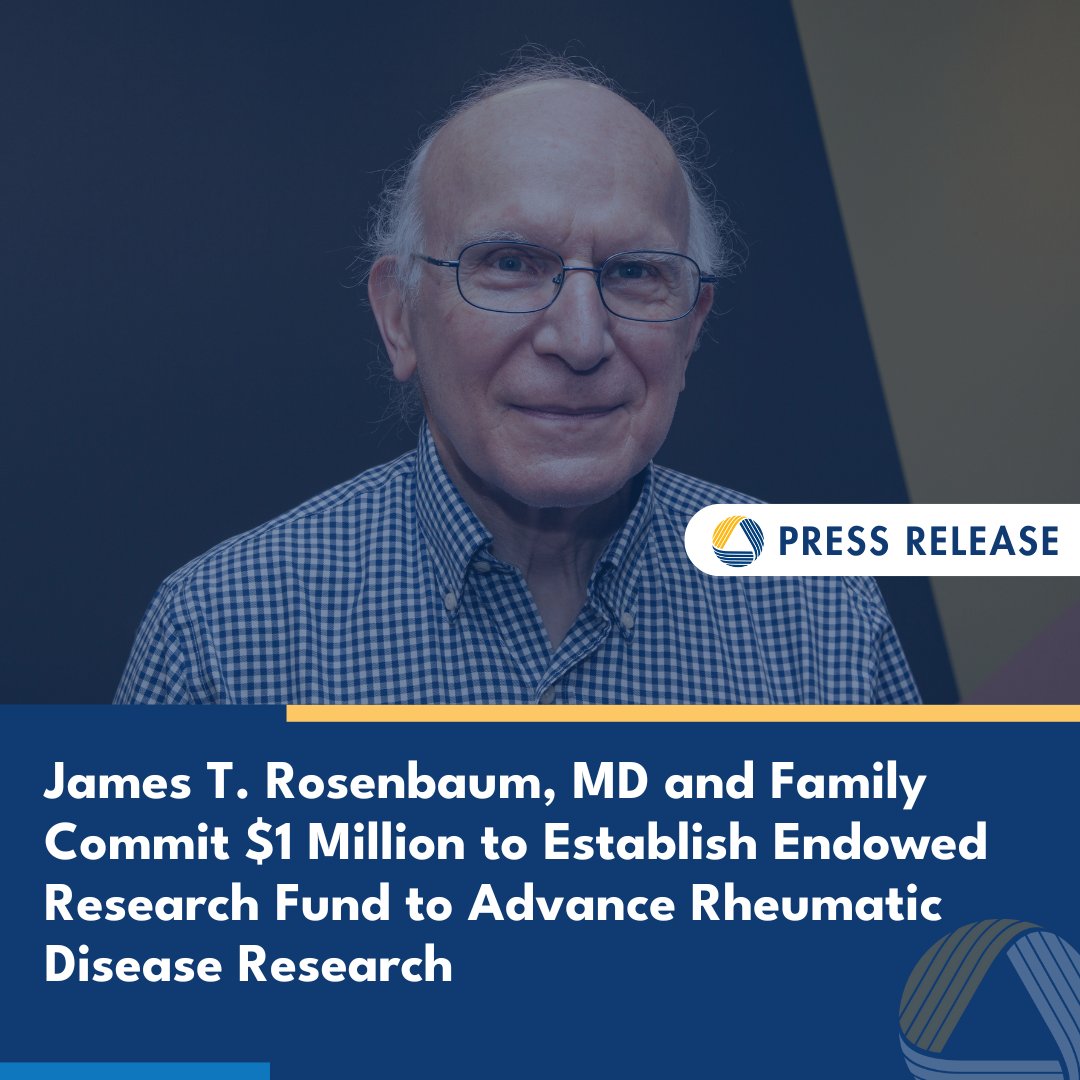 We’re excited to announce the James T. Rosenbaum and Family Endowed Research Fund, made possible by a $1M gift from Dr. James T. Rosenbaum &amp; family! This fund will advance research into rheumatic diseases &amp; leave a lasting impact. rheumresearch.org/1.-the-foundat…