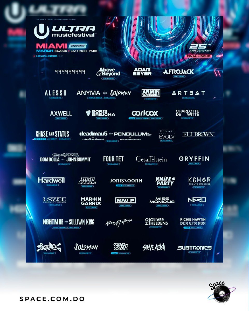 Space1033fm's tweet photo. ¡Ultra Miami acaba de soltar su alineación final y esto está que arde! 🔥🎶 Si no estabas listo, ahora es el momento de entrar en modo festival. ¿Nos vemos en la pista o qué? 😏🎧

#space1033fm #rccmedia  #Ultra2025 https://t.co/3BOgRf1leQ