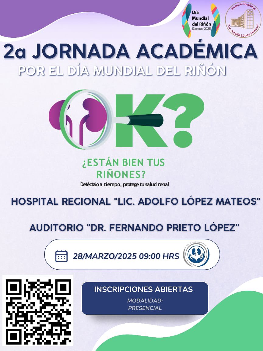NefroHRLALM's tweet photo. Los invitamos a la 2a edición de la Jornada Académica por el Día Mundial del Riñón en el HRLALM. 
QR para inscripciones. 
Los esperamos !!! https://t.co/bmS4njzJZx
