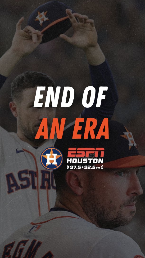 espn975's tweet photo. END OF AN ERA: Alex Bregman’s Time with the Astros is Over ⚾️😭‼️
@LanceZierlein @johngranato @DELv2 

#fyp #fypシ #foryou #reels #shorts #mlb #astros #houstonsstros #relentless #houston #espn #espnhouston #houstonsports #mlbupdate #astrosupdate #astrosnews #baseball #houstonbaseball #houstontexas #houstonastros #astros #houstonastros #alexbregman #josealtuve #boston #redsox #bostonredsox #alexbregman