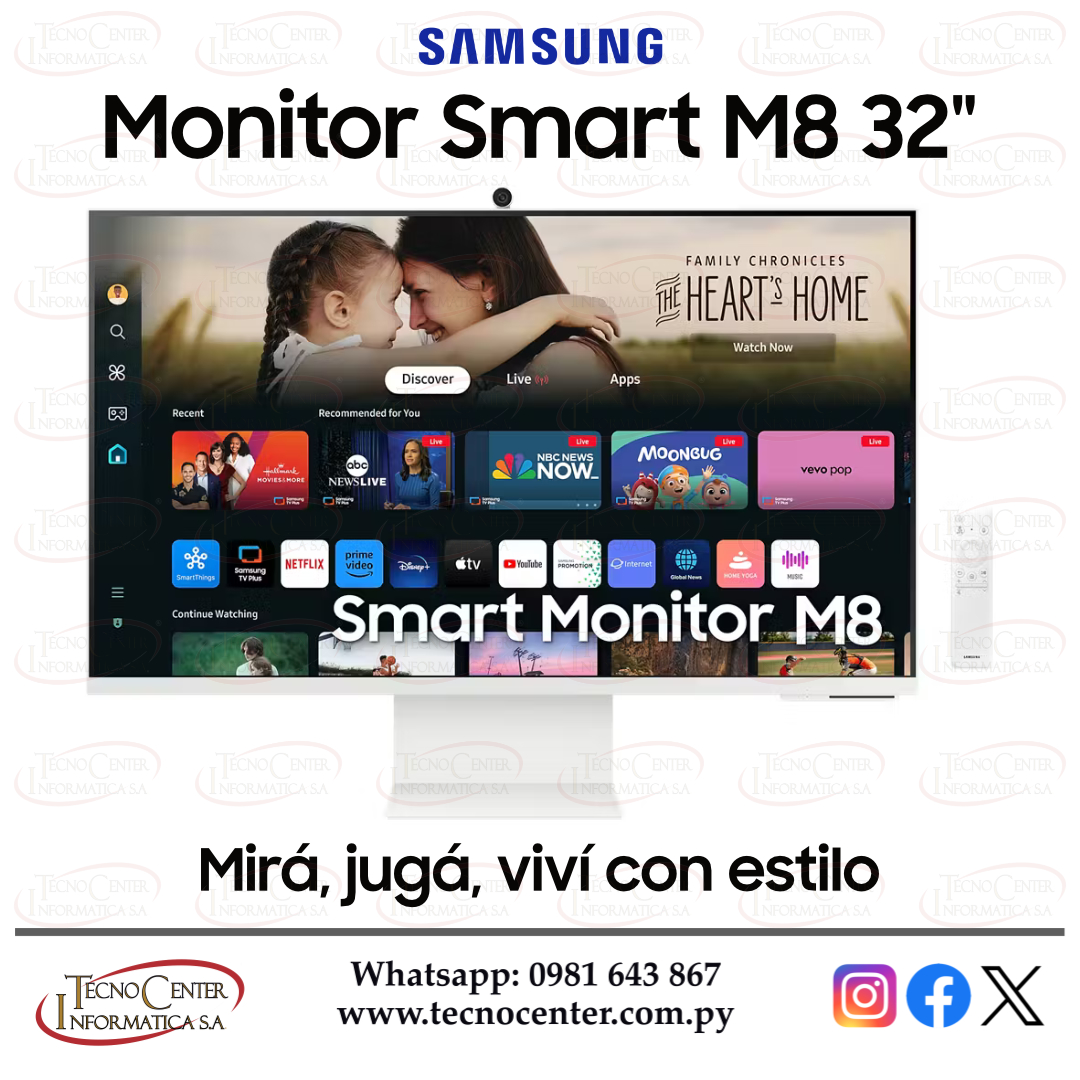 TecnoCenter_Py's tweet image. Estilo único sobre tu escritorio. Monitor Samsung Smart M8 32” 4K. Adquirilo en cuotas de Gs. 370.000. Whatsapp Directo 📲 0981643867.

#Monitor #MonitorSmart #Samsung #SamsungM8 #MonitorUltraHD #TecnocenterPy