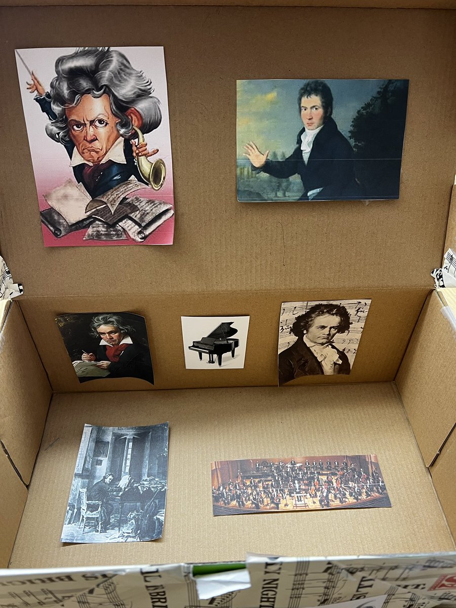 4th grade had to solve the composer mystery and match the box with the description of 8 famous composers. Can you figure out who the composer is?