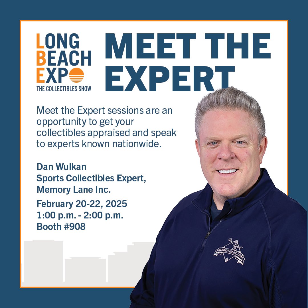 longbeachexpo's tweet photo. Dan Wulkan is back February 20 to February 22 at the Long Beach Expo answering your questions about sports collectibles. 🏈

For more information, head to https://t.co/d42R8bSJz9. https://t.co/Yu76XkBEHU