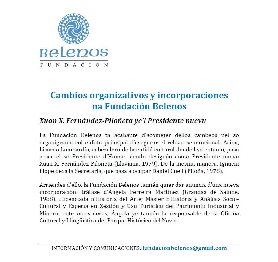 Cambios organizativos y incorporaciones:
La Fundación Belenos ta acabante d’acometer dellos cambeos nel so organigrama col enfotu principal d’asegurar el relevu xeneracional.

#asturies #asturias #fundaciónbelenos #celtismu #celtism #celtisme #celtismo  #belenos