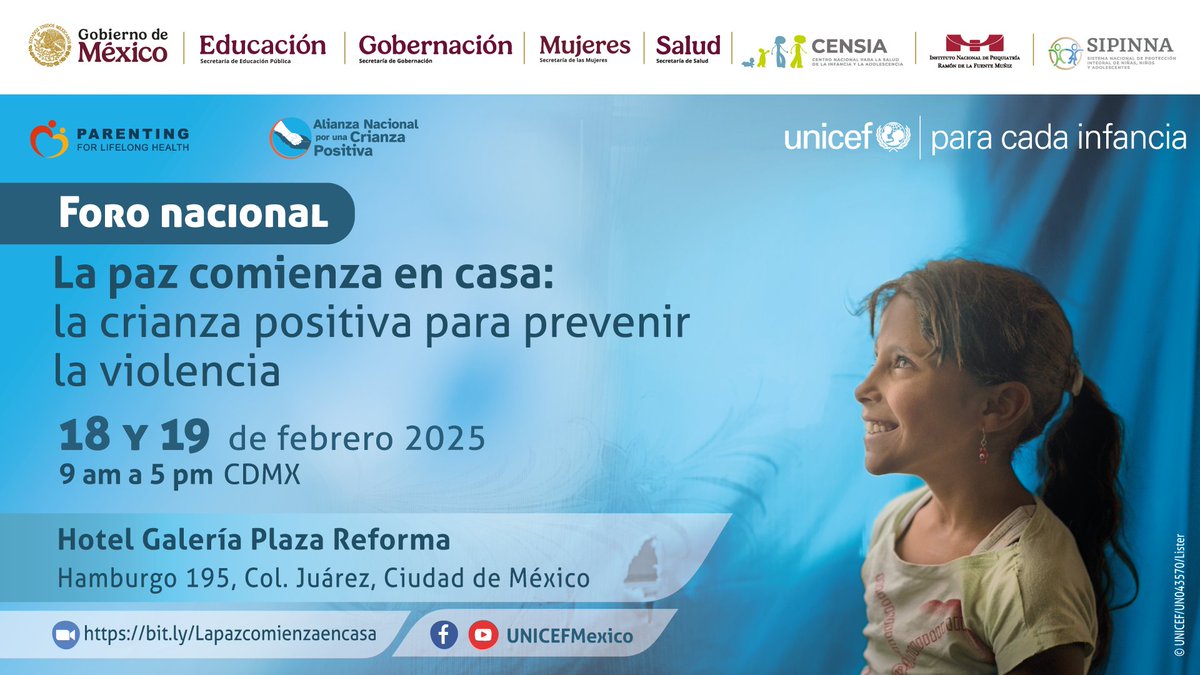 ¿Quieres conocer más sobre los esfuerzos en #CrianzaPositiva de niñas, niños y adolescentes para construir una política de crianza en México? 
¡Únete a la transmisión!
🗓️ 18 de febrero
⏰ 9:00 AM 
bit.ly/Lapazcomienzae…

ParaCadaInfancia, #protección
