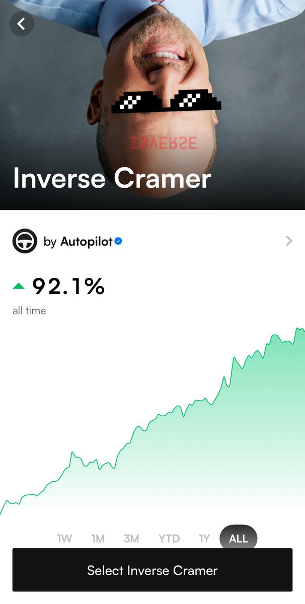 CramerTracker's tweet image. Introducing the first way to invest alongside Inverse Cramer

Yes this is real

Yes this is has $20M+ already Autopiloting it

And yes it updates as he goes