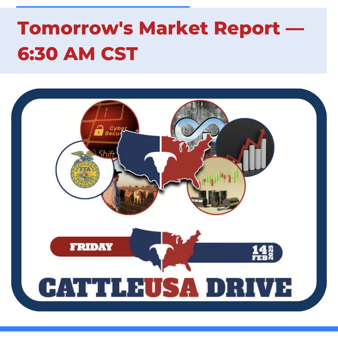 CattleUSADrive's tweet photo. Friday insights coming in hot!

Don't miss out! ➡ Sign up today to catch the last of this week's market updates, industry news, weather, &amp; commentary recaps!

See you in the AM 🫡🌅

#MarketRecap #RoundUp #CattleMarkets #AgNews #AgBusiness #USBeef #CattleUSADrive #CattleUSA https://t.co/mcZImkxUIO
