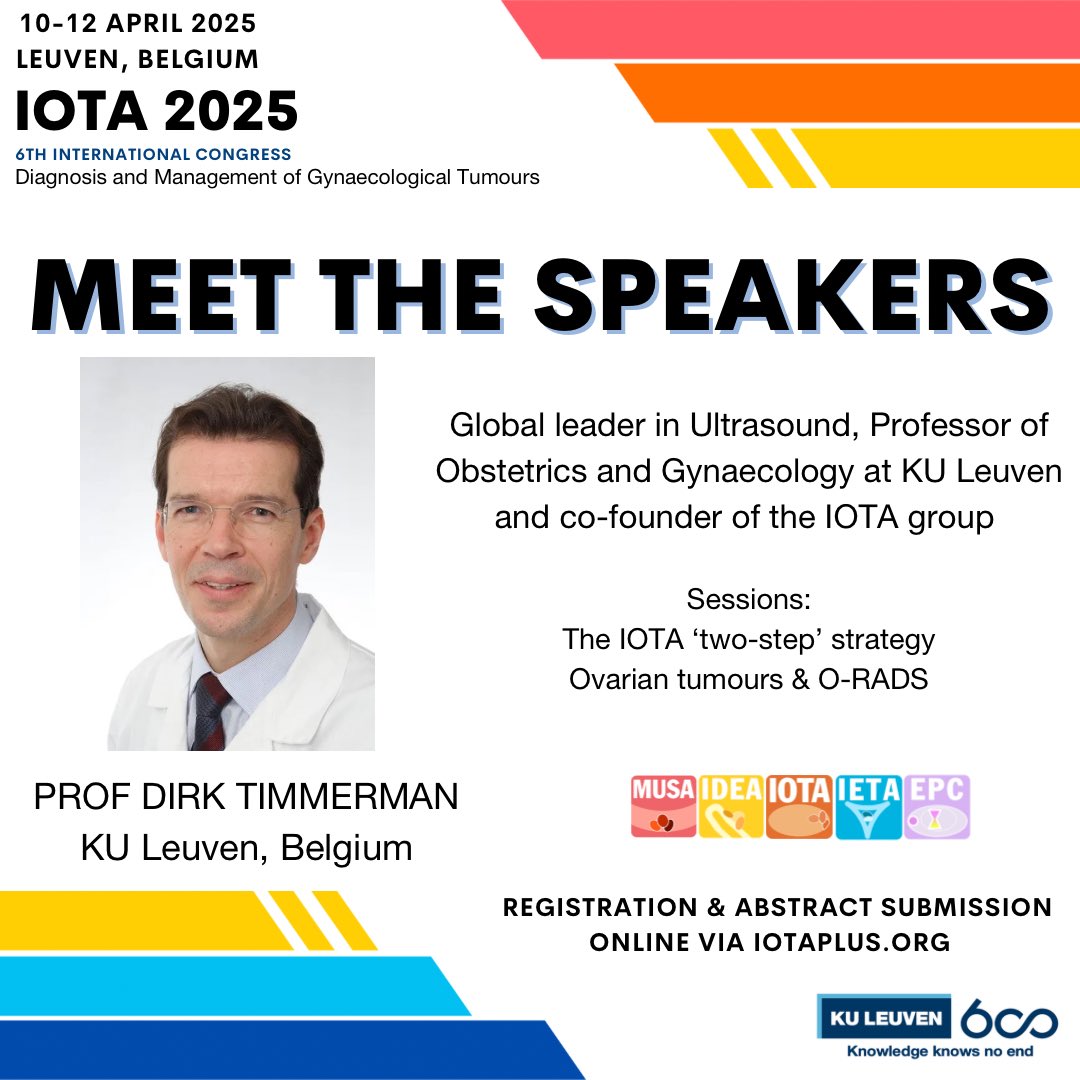 Introducing our first speaker 🥁 Prof Dirk Timmerman! One of the founding members of the IOTA group, Prof Timmerman is a global leader in the field of gynaecological ultrasound and has pioneered improving ovarian cancer diagnostics. #iotaplus #iota #ultrasound #gyne #gynaecology