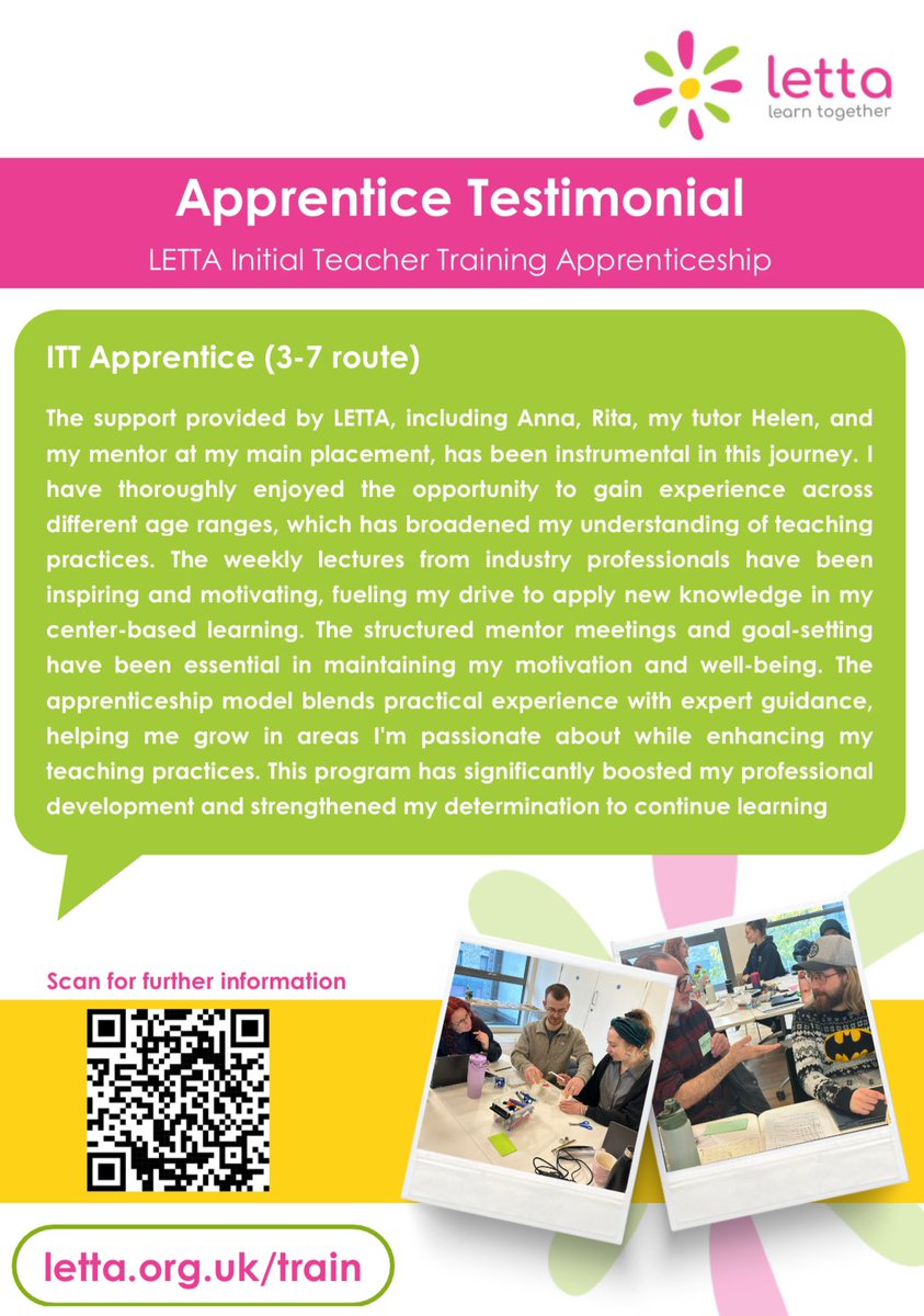 LETTA_Training's tweet image. Why choose an apprenticeship with LETTA? Let our apprentice tell you! ⬇️

#nationalapprenticeshipweek
#earnwhileyoulearn