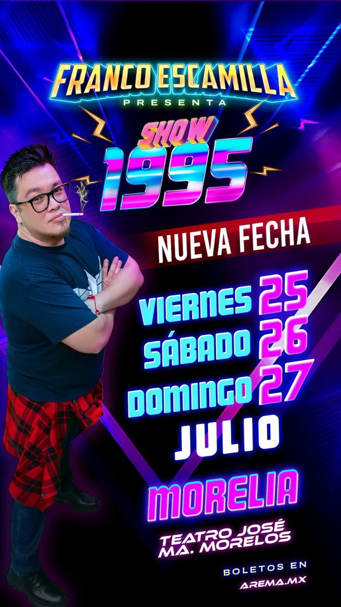 franco_esca's tweet photo. Gente de Morelia y alrededores
Se abre una tercera y última fecha para el show #1995
¡Andan con todo, culeros! https://t.co/aC8rTbgHEh