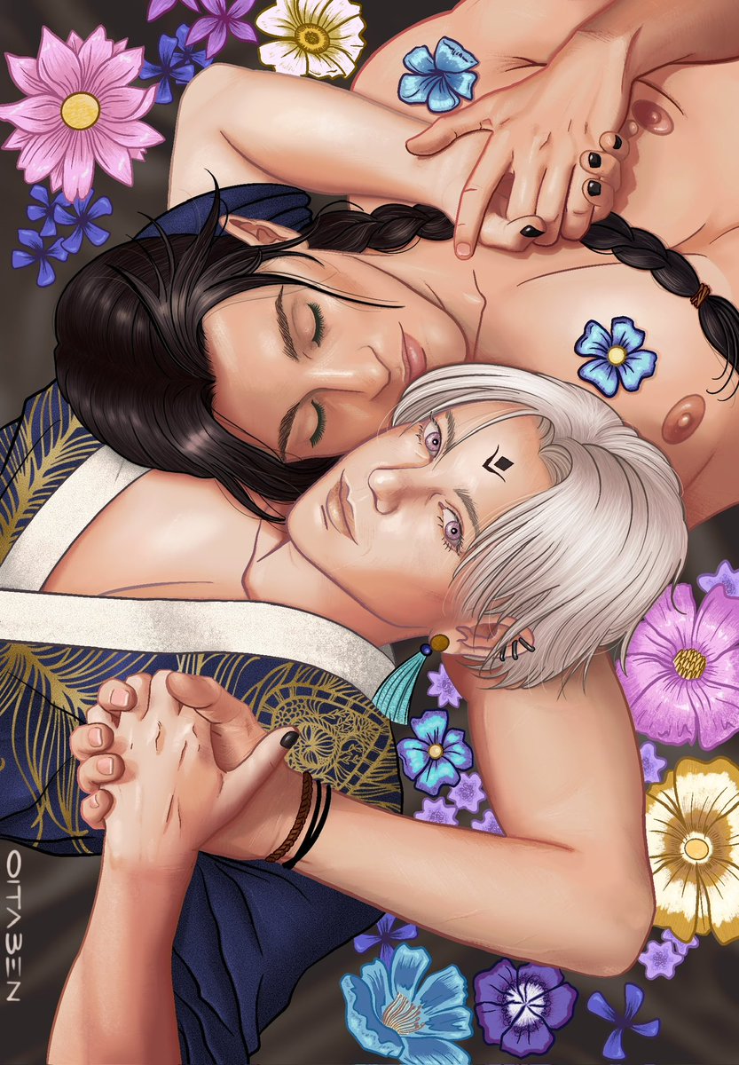 manueloitaben's tweet photo. This fanart is my tribute to the manga “Lullaby of the Dawn” by @yuno_popo. The story follows Elva, an immortal warrior priest, and Alto, a young man who becomes his companion to free him from his cursed fate. 💜✨
#YoakeNoUta #LullabyOfTheDawn #BLManga #BoysLove #IchikaYuno https://t.co/LL7rw7II0E