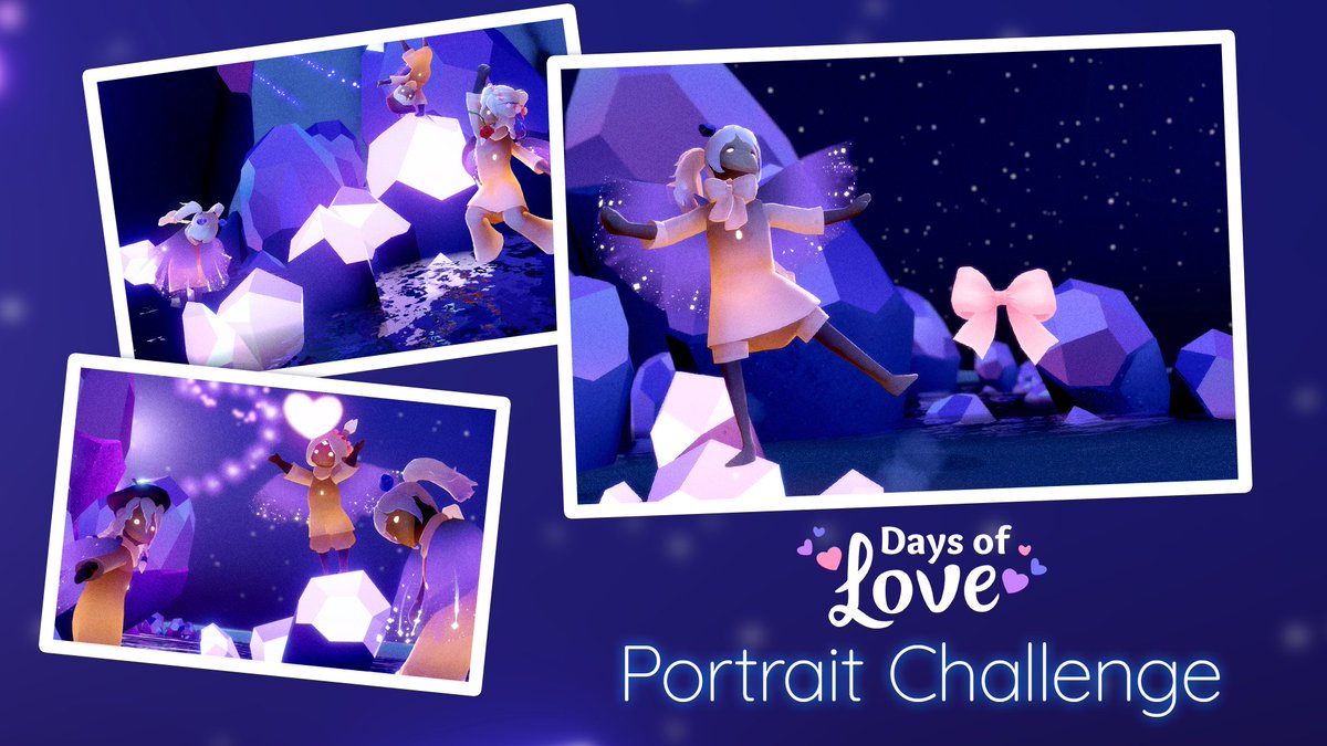 thatskygame's tweet photo. Share the love in this #DaysofLoveContest! Take a portrait screenshot of your Sky kid in the event area for a chance to win the Days of Love Amethyst-Tipped Tails hairstyle. π
Details on how to participate here: https://t.co/cZeXKN7Uru https://t.co/nSkIJeDpBI