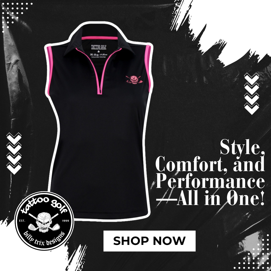 Who says you can’t look fierce and feel comfortable at the same time? The Lucky 13 Sleeveless Golf Shirt is all about performance, style, and that extra bit of attitude. Featuring a bold skull design and a zipper that replaces the traditional buttons, this shirt offers a sleek...