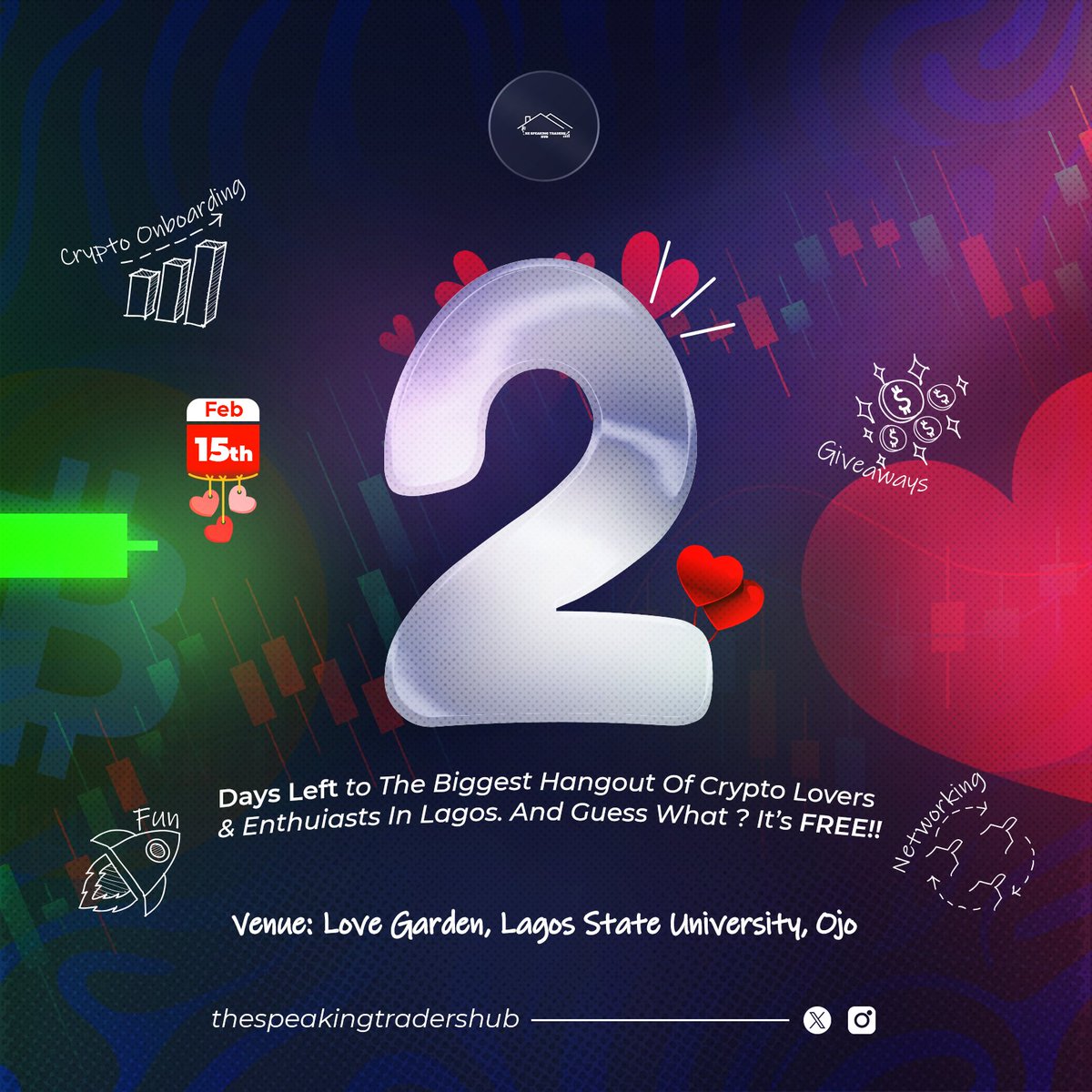 speakingtraders's tweet photo. 2 DAYS TO THE BIGGEST CRYPTO HANGOUT IN LASU🤩🥳‼️

Join us for an unforgettable day filled with:
✨ Networking with crypto and Web3 enthusiasts.
🎮 Games and fun activities to keep the vibe.
🎁 Exciting giveaways.
🧠 Crypto onboarding for beginners and pros.

Are you ready? https://t.co/YwPcwrxSWU