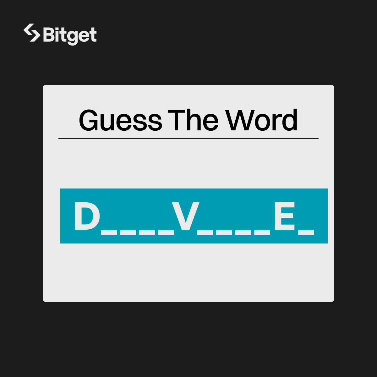 BitgetAfrica's tweet photo. [Day 6️⃣] Here's today's Mystery Word challenge! 
🔍 Guess the word in the image below, share $1000 reward pool

To enter:  
🔹 RT + Follow @BitgetAfrica
🔹 Tag 2 friends 
🔹 Fill entry 👉🏿 https://t.co/DDUO5TpvsZ

Let's go! 🔥 https://t.co/yiZA3sQODZ
