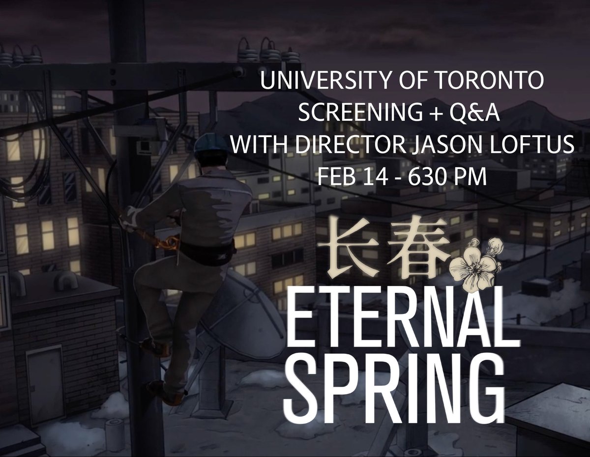 Don’t miss a special screening of Eternal Spring at UofT tomorrow evening! Join us for this powerful documentary, followed by a Q&amp;A with Director Jason Loftus.

Feb 14, 6:30 PM
Robarts Library 3-025 Theatre
FREE RSVP: loom.ly/8UZ-qHs

See you there!