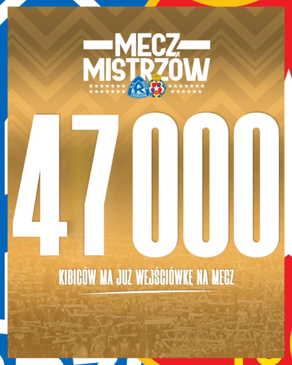 4⃣7⃣0⃣0⃣0⃣ ✔️ 

🎟️ bilety.ksruch.com

#MeczMistrzów