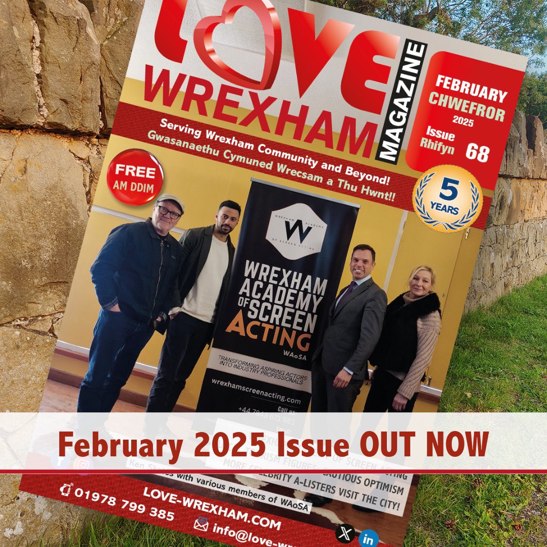 #NWalesHour 
#Wrexhaminlights 💡 
#advertising 

How great to see the increasingly popular initiative <a href="/wxmscreenacting/">Wrexham Academy of Screen Acting</a> on the front cover of February’s <a href="/love_wrexham/">Love Wrexham Magazine</a> magazine 😍👏
With the March edition advertising deadline drawing close, check out more details at;