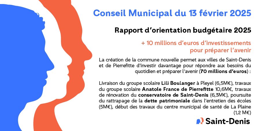 VilleSaintDenis's tweet photo. CONSEIL MUNICIPAL |
Des investissements en hausse en 2025 ! La création de la commune nouvelle permet d’investir 10 millions d’euros supplémentaires. Des moyens en plus pour mieux préparer l’avenir. https://t.co/UvCVZg35YF