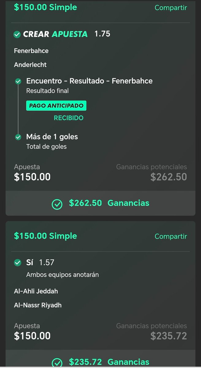 KrizstoffD's tweet photo. @GanaGoleando @ALAHLI_FC @AlNassrFC @Fenerbahce Los de hoy en la mañana, que buenos picks del tipster. https://t.co/QB8bxlWkQo