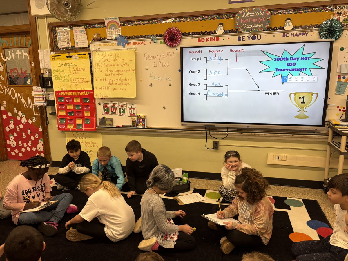 BrexMs's tweet photo. Celebrated the 100th day with some classroom tournaments of Hot 100! Thank you @abbyfriend79 for the idea! 🎲✏️🎊 @MTPSpride @NeilLeone29 @OceanAveSchool https://t.co/PZ4NNXjDpx