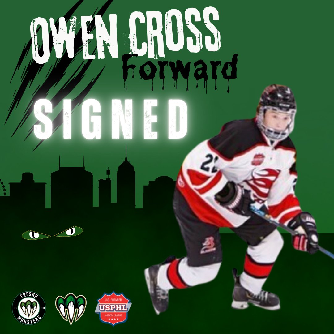 Welcome Forward Owen Cross to the Monster's squad! Fast, skilled, and determined, Cross is from Bellingham, WA where he formerly played for the Bellingham Blazers. Get ready for him to take the ice Friday as we battle against the Long Beach Bombers. He's one to watch!

#USPHL