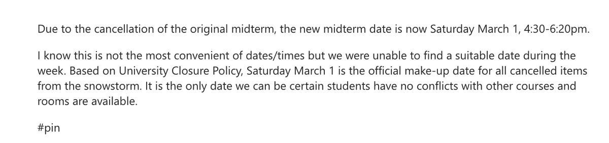 So we get a few feet of snow but still fully open roads and the entirety of campus shuts down.

But when <a href="/pranavbedi/">pranav</a>'s car couldn't even drive up the road from the ice we still had class? AND NOW I HAVE TO COME IN ON A SATURDAY FOR AN EXAM?