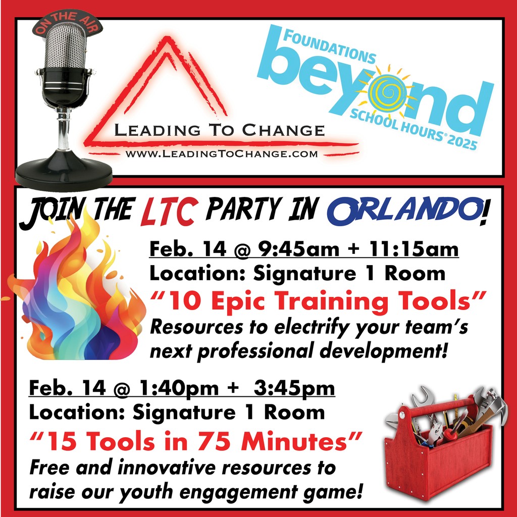 Whatcha' doing tomorrow?    #BeyondSchoolHours friends in Orlando - join the LTC party at any of the FOUR workshops that we are presenting on Thursday, Feb 14th!  Follow the music and laughter:-). #BestSessionEver