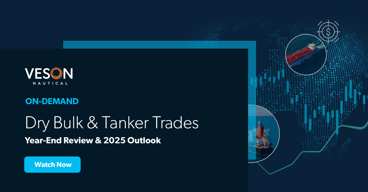 vesonnautical's tweet photo. You can now watch the webinar, Dry Bulk & Tanker Trades: Year-End Review & 2025 Outlook, on demand. Fill out the form to access the recording here: https://t.co/4n2kiIzFc3
#Bulkers #Tankers #MarketAnalysis #Maritime #ShippingIndustry #Veson https://t.co/bnJA4thKMG