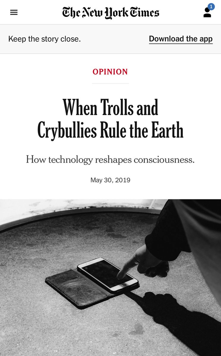 allthingsnicmc's tweet photo. Nicola Coughlan shares May 30, 2019 NYT Opinion piece, “When Trolls and Crybullies Rule the Earth” on ig stories 

“Trolling, crybullying and other attention-grabbing tactics emerge out of a feeling of weakness, and create a climate that causes more pain, in which it is not safe to lead with vulnerability, not safe to test out ideas or do the things that create genuine companionship.”