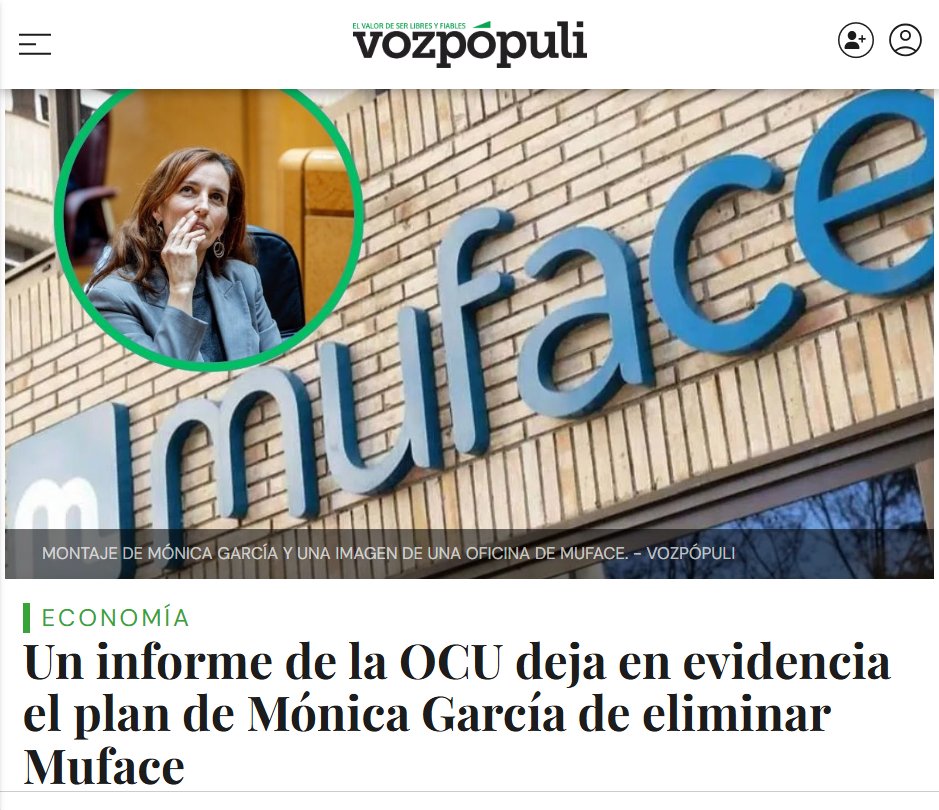 El informe de la OCU muestra que la sanidad pública no está preparada para recibir a 1,5 millones de nuevos usuarios sin experimentar un mayor deterioro en sus ya de por sí deficientes tiempos de espera y calidad asistencial.
vozpopuli.com/economia/un-in…
<a href="/voz_populi/">Vozpópuli</a> <a href="/GaliciaCsif/">CSIF Galicia</a>