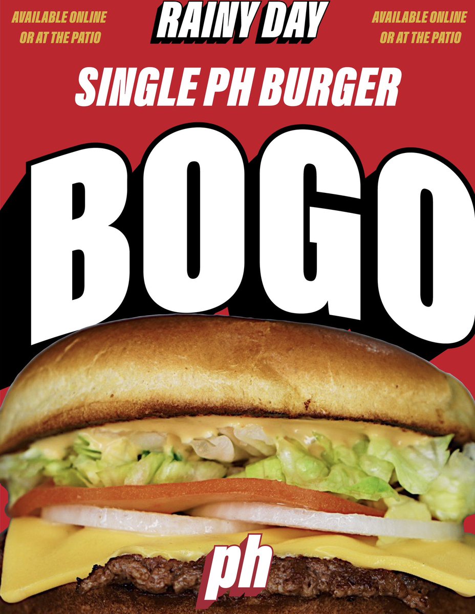 papaheadz's tweet photo. RAINY DAY BOGO! 

NEW RAINY DAY SPECIALS ARE HERE! 

SINGLES ARE BOGO FREE ON RAINY DAYS NOW! Available online or at the patio. (SIMPLY PUT “BOGO” IN THE COMMENT SECTION FOR YOUR ONLINE ORDER AND WE’LL HAVE YOUR FREE BURG READY FOR YOU)

OR ASK FOR A BOGO AT THE WINDOW

#bogo #ph https://t.co/F7gzAbSeQj
