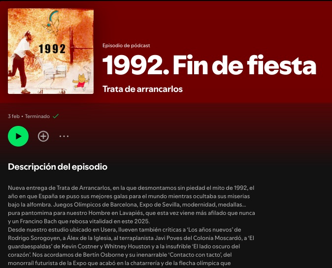 🎙«1992. Fin de fiesta» 
Episodio del pódcast <a href="/TrataDeArran/">Trata de Arrancarlos. Podcast</a> donde desmontan sin piedad el mito de 1992... y hablan del suicidio de Urtain justo antes de los Juegos olímpicos.
open.spotify.com/episode/303n2H…
* 
<a href="/FelipedeLuis99/">Felipe de Luis</a>  
Urtain 
Retrato de una época 
pepitas.net/libro/urtain