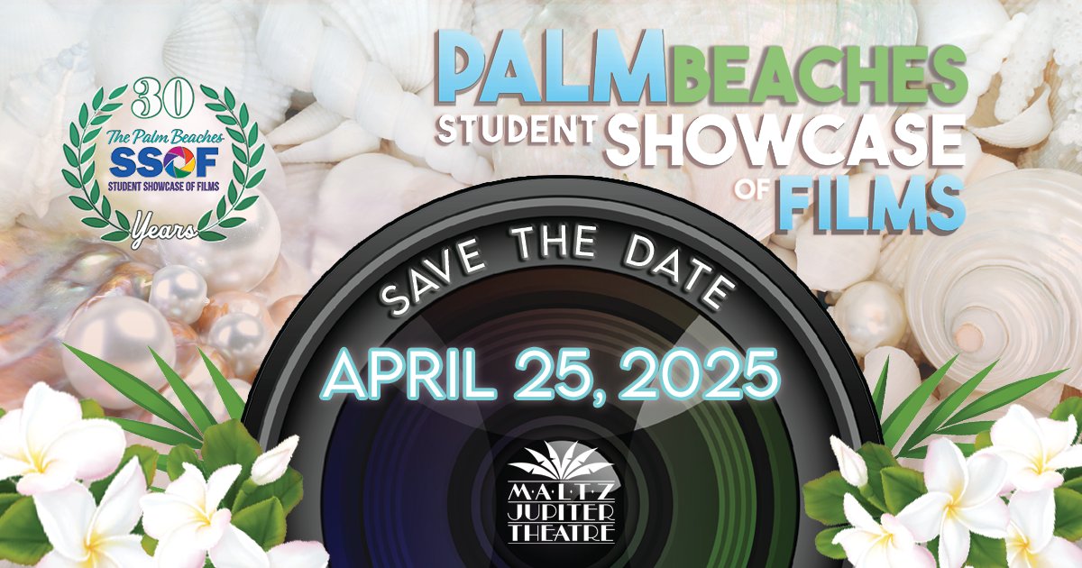 StudentFilmsFL's tweet photo. 🚨 Mark your calendars for a star-studded milestone celebration!
🗓️ Friday, April 25
📍 Maltz Jupiter Theatre.
⏰ 9:30 a.m. (red carpet), 10:30 a.m. award ceremony
#ThePalmBeaches #SSOF #SSOF25 #StudentFilms #FilmCompetition https://t.co/jkbQRpeBTn