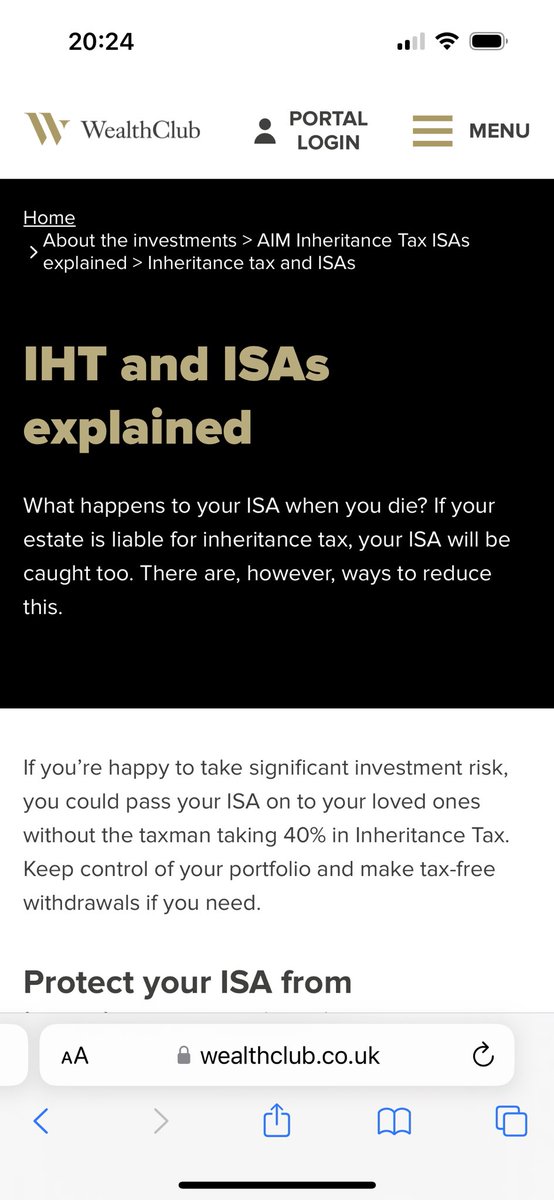 WardropAlan's tweet photo. @MartinSLewis Martin @MartinSLewis I think you have said  ISAs are exempt from inheritance tax but they are not . If you are liable to inheritance tax the ISA will form part of the estate https://t.co/FgYZva1PGP
