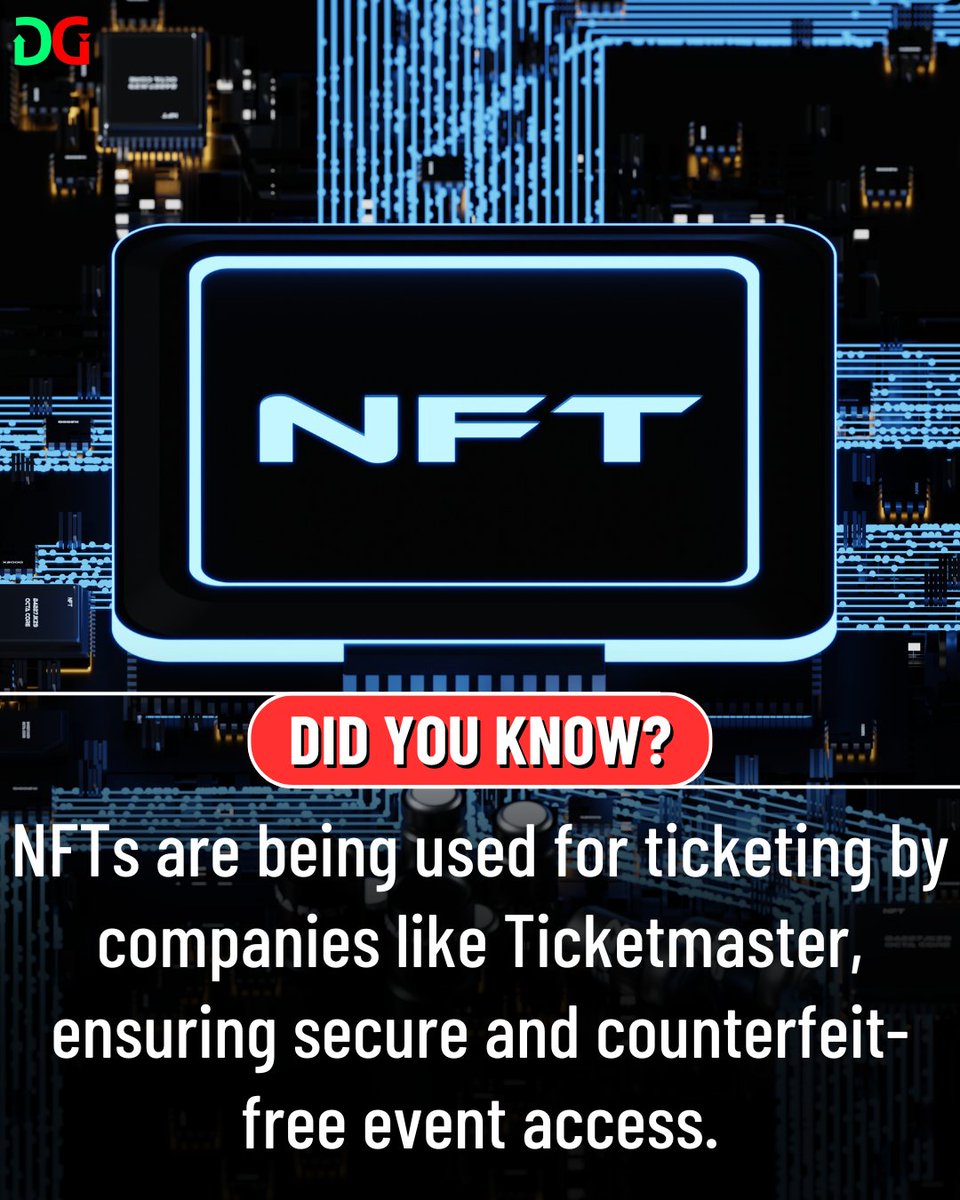 DG3_terminal's tweet photo. 🎟️ NFTs aren’t just art—they’re your next concert ticket! Ticketmaster is already using them. 

#NFTsExplained #Web3 https://t.co/UT3r1IZVLq