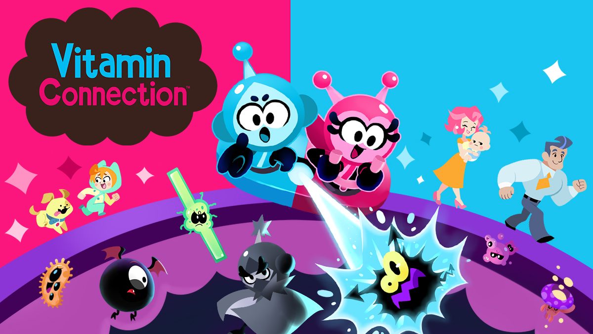 WayForward's tweet photo. Next week marks the 5th anniversary of the Switch-exclusive cure-'em-up, Vitamin Connection, and today, in about 30 minutes, we'll be reflecting on the game in a Spaces chat with director @JamesPopStar! Join us and feel free to ask questions! https://t.co/ODccUvh4Tb